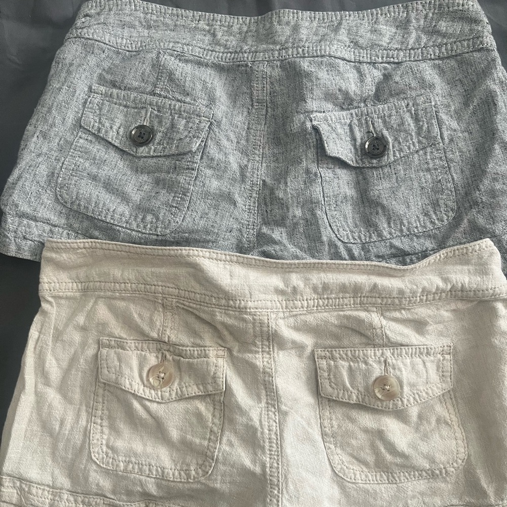 Express Women's Sailor-Style Double-Button Shorts - Gray & Cream (Pair) - Picture 2 of 3